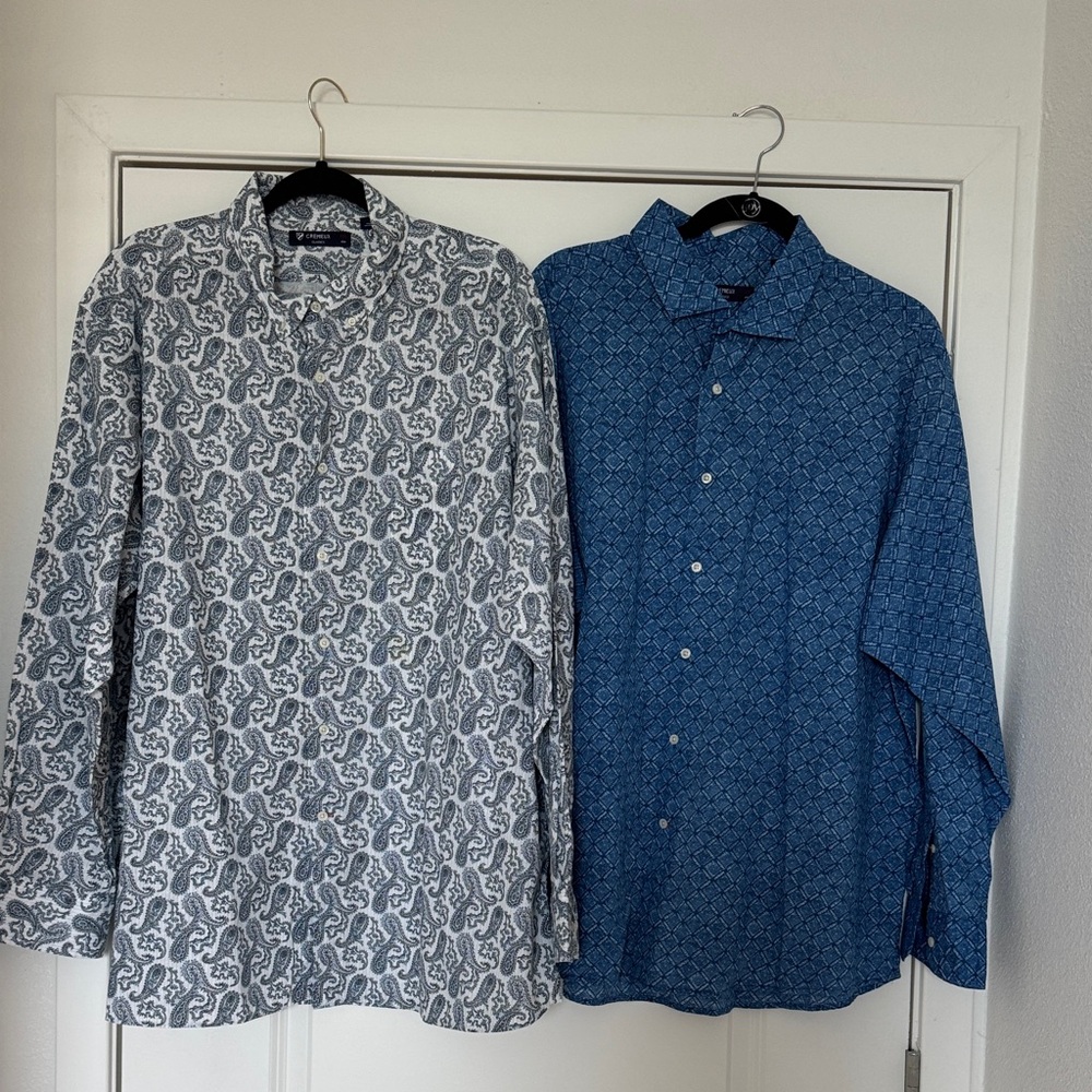 Daniel Cremieux Blue and Gray Patterned Button Down Shirts xxl